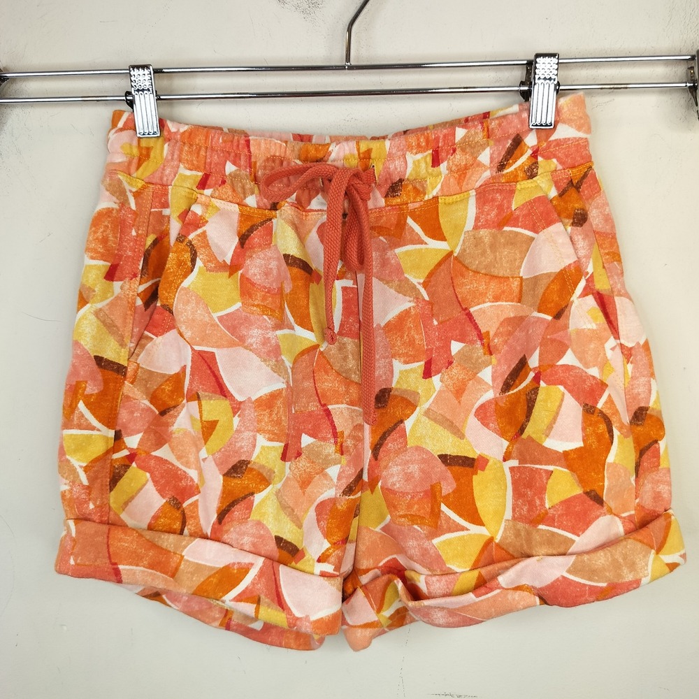 Daily Practice Anthropologie Sweat Shorts XS Orange Abstract Print
